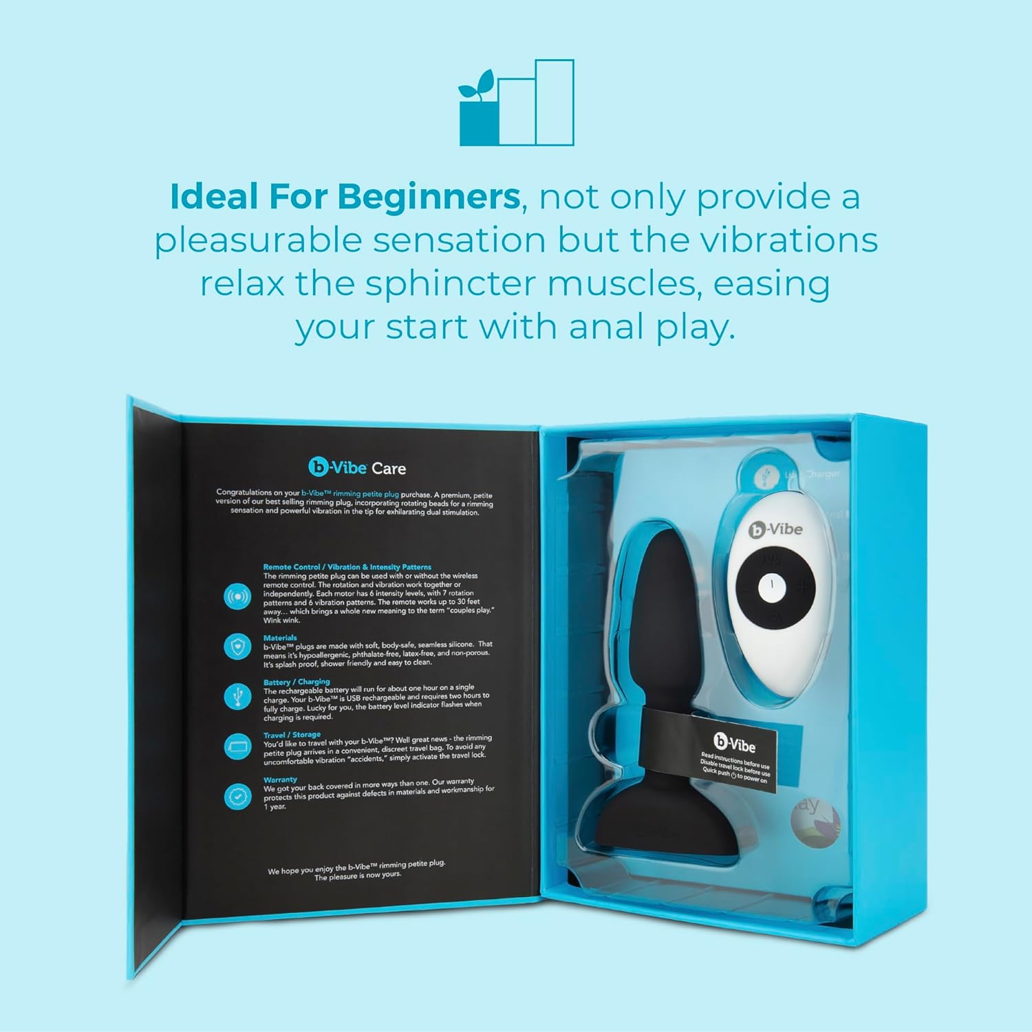 B-vibe - Tapón vibrador anal pequeño con cuentas giratorias - Imagen 6